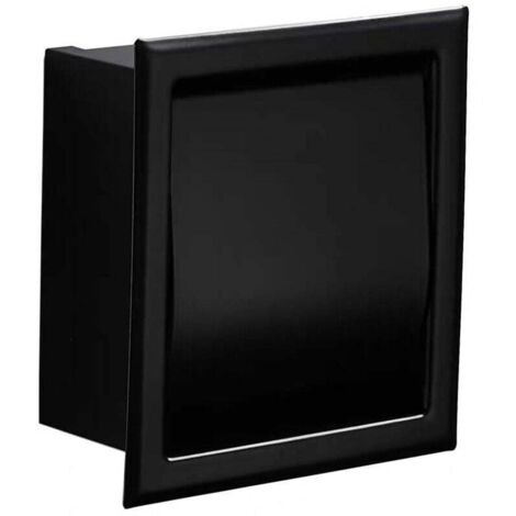 KZQ Portarrollos de papel higiénico empotrado negro mate, de acero inoxidable, para baño. (1/4)