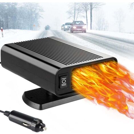Calentador de coche KZQ de 12 V, portátil, con desempañador de parabrisas antivaho, encendedor de cigarrillos enchufable, miniventilador (negro) (1/4)