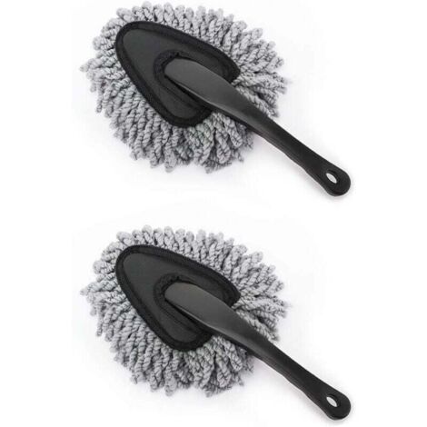 KZQ Cepillo de limpieza para coche (2 unidades), de microfibra suave, para detalles, para limpiar el polvo, para coche, SUV, bicicleta, interior y exterior, color gris (1/4)