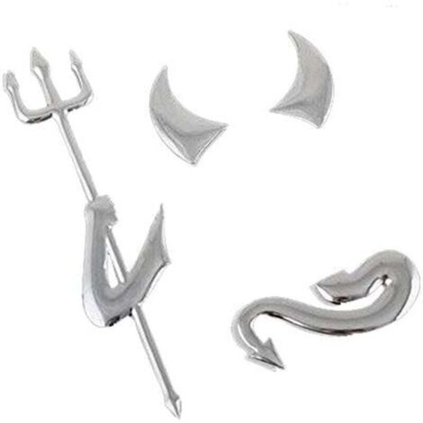 KZQ Pegatina 3D cromada plateada para coche - Emblema del diablo - 2 juegos (1/4)