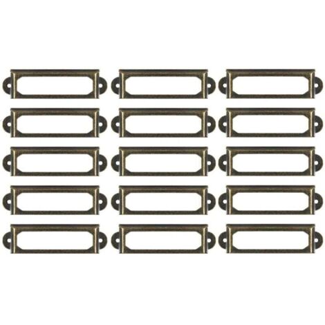 KZQ 50 portaetiquetas metálicos para muebles, cajones, armarios, escritorios, estanterías, color bronce.