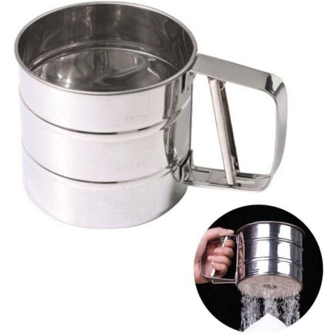 KZQ Tamiz de harina de acero inoxidable para hornear con escala medidora para harina y azúcar glas. (1/4)