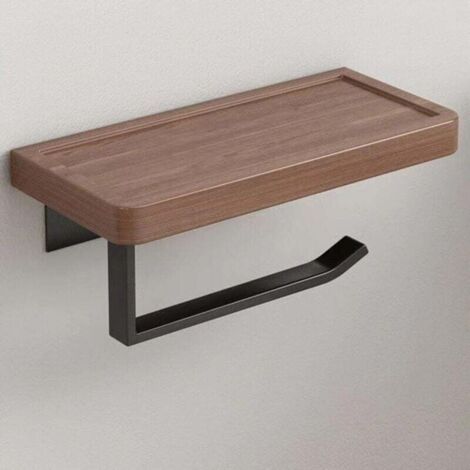 KZQ 1 caja de pañuelos de baño ligera y sin perforaciones, estante para inodoro, soporte para rollo de papel de pared de nogal macizo, 20 x 12 x 9,5 cm (1/3)