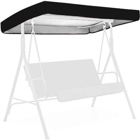 KZQ Toldo de repuesto para columpio de exterior de 2 o 3 plazas, impermeable, para porche, jardín, hamaca, solo toldo (negro, 191 x 120 x 18/23 cm)