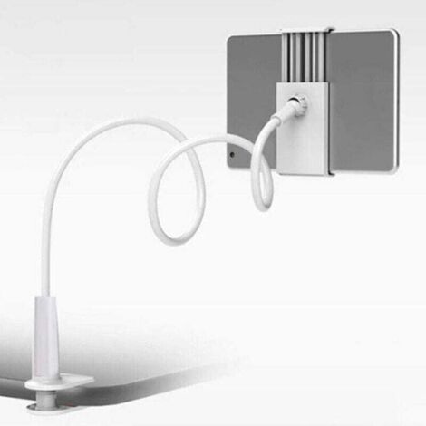 KZQ Soporte de brazo giratorio plegable de 360° para iPad, teléfono y tableta, ideal para lectura relajada, longitud: 75 cm, color blanco