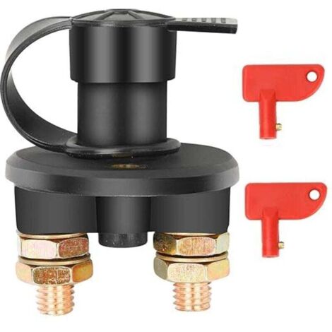 Interruptor aislador KZQ, 12 V/24 V, máx. 150 A, para coche, camión, barco, vehículo, corte de corriente, parada de emergencia (negro) (1/4)
