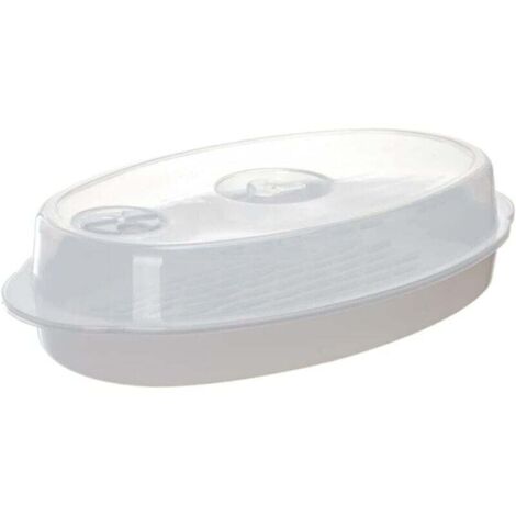 KZQ Recipiente para cocinar al vapor para horno microondas 2 en 1 con tapa, placa de cubierta para microondas y plato para hornear para cocinar al vapor bollos, albóndigas y pescado