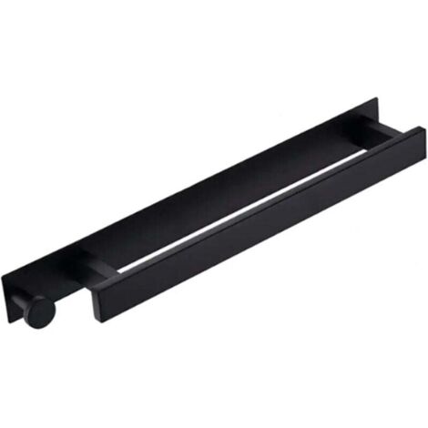 KZQ Toallero de baño sin taladros, fácil de organizar, ahorra espacio, acero inoxidable (negro, 39,4 x 4,6 cm) (1/4)