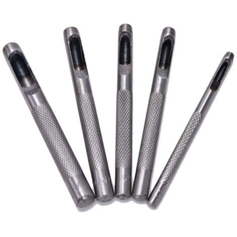 KZQ Juego de 5 punzones huecos de acero para bricolaje, juntas, orificios para cinturón, herramientas de perforación de cuero de 2 mm, 3 mm, 4 mm, 6 mm y 8 mm. (1/4)