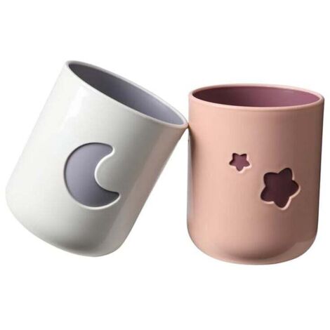 KZQ 170 x 85 x 100 mm Juego de 2 vasos para cepillos de dientes de plástico gris - para baño (1/4)