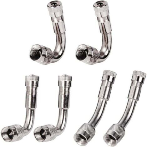 KZQ - Extensor de válvula de neumático (6 piezas), adaptador de válvula de neumático, extensor de válvula de neumático, extensor de codo de válvula de neumático, para coche, motocicleta, bicicleta y c (1/4)