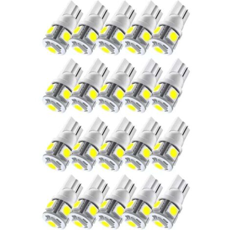 Paquete de 20 bombillas LED KZQ W5W T10 Premium 5 SMD para luz interior, de matrícula y de posición (1/4)