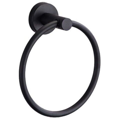 KZQ Toallero de pared de acero inoxidable 304, color negro esmerilado, redondo, para baño y cocina (negro, 16,5 x 5,5 x 5,5) (1/4)