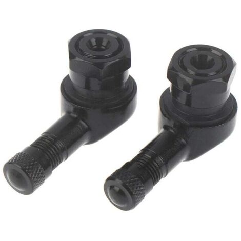 Tapas de válvula de neumático de motocicleta universales KZQ de 90 grados, de aluminio, color negro, con cordón (1/4)