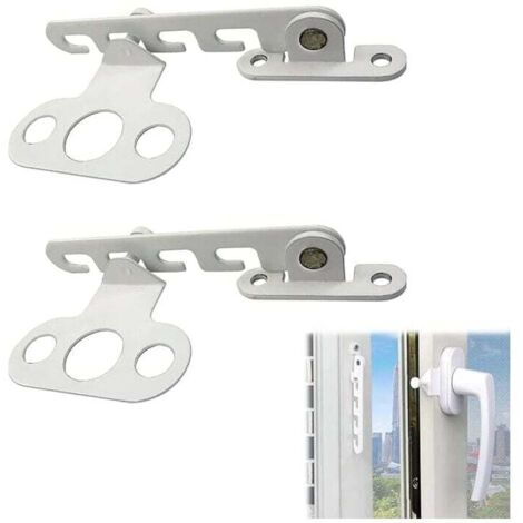 Regulador de ventana abatible KZQ, limitador de ventana, regulador de ventana sin taladrar, bloquea la apertura de ventanas y cerraduras de puertas, para ajustar la apertura de la ventana (blanco) (1/4)