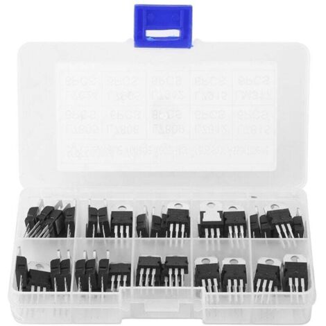Caja KZQ de 60 transistores de triodo de potencia de 3 pines y 10 valores L7805CV-LM317t, surtido de control de corriente para electrónica de bricolaje. (1/4)