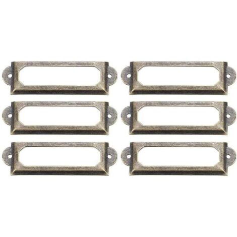 KZQ 10 portaetiquetas retro de bronce antiguo, marco de metal, etiqueta de nombre vintage, tarjeta de identificación para muebles, cajones, armarios y archivadores (70 x 33 mm) (1/4)