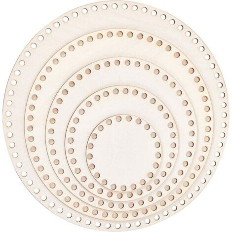 KZQ Base de cesta de madera natural de 5 tamaños, cesta de ganchillo circular de madera para cestería, diámetro de 10/15/20/25/30 cm (1/4)
