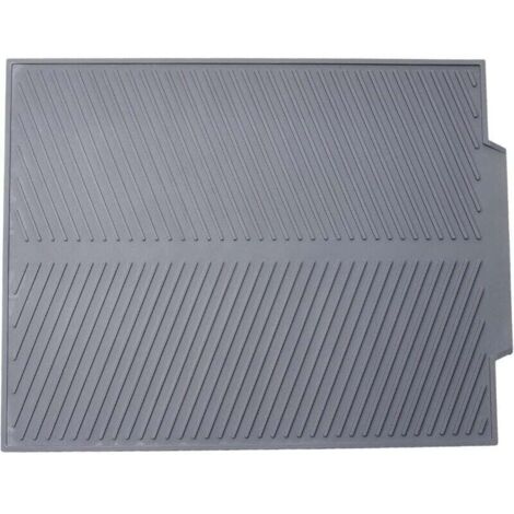 KZQ Tapete de secado de silicona grande para platos, tapete grueso para fregadero de secado rápido, 43 x 34 x 0,5 cm, gris