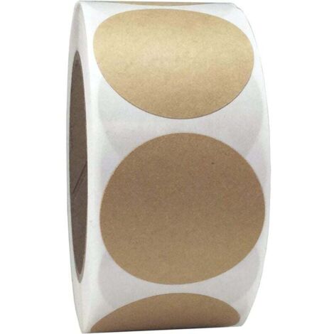 KZQ 500 pegatinas redondas de papel kraft, color marrón natural, para comerciantes, manualidades, organización, etiquetas para frascos y latas, etiquetas para almacenamiento (1/4)