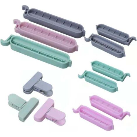KZQ - 12 clips para bolsas de alimentos, clips de sellado para cocina, clips de sellado para bolsas de alimentos, para envasado de alimentos y almacenamiento de refrigerios en la cocina (1/4)
