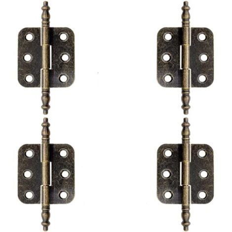 KZQ Bisagras de latón antiguo, 4 unidades, vintage, planas, de 70 x 35 mm, para puerta de armario, plegables, de bronce, para muebles antiguos, joyeros y armarios. (1/4)