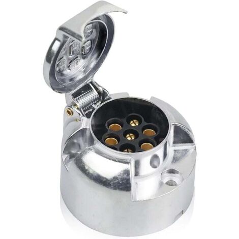 Toma de remolque metálica KZQ, enchufe de enganche de remolque, 7 pines, 12 V, hembra, aluminio fundido (1/4)