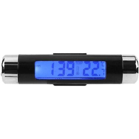 KZQ Reloj termómetro para coche, reloj de temperatura LCD para coche, reloj electrónico multifuncional para coche con termómetro y pantalla digital con retroiluminación LED. (1/4)