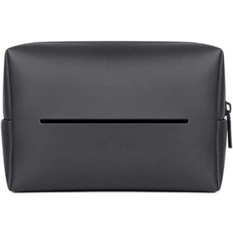 KZQ - Portapañuelos para visera de coche, caja de pañuelos para coche, reposabrazos central, caja de pañuelos de cuero para asiento trasero, accesorios para coche (negro) (1/4)