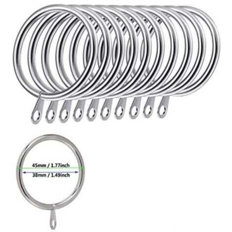 KZQ 50 piezas de anillos de cortina de metal para cortinas y barras, diámetro interior de 38 mm (plata) (1/4)