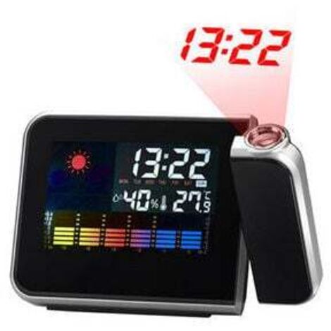 KZQ Réveil Projection Plafond Réveil à Projecteur Réveil Digital Réveil Projection Réveil Numérique LED avec Station Horaire LCD Temperature Et Date Charge USB 12&24h pour Chambre Bureau Cuisine Noi (1/4)