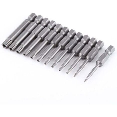 Juego de 12 puntas de destornillador hexagonal KZQ de 1/4", puntas de destornillador Torx de seguridad con vástago hexagonal y puntas de destornillador de estrella (1/4)