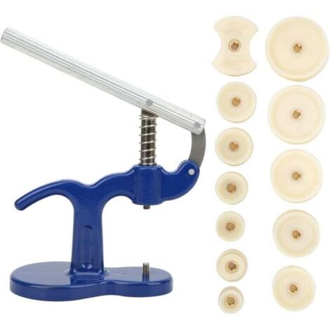 Herramienta de reparación de relojes KZQ, juego de herramientas de aleación para relojes, incluye 12 matrices, prensa manual profesional para reparar la parte trasera del reloj. (1/4)