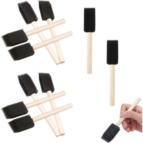 KZQ 10 pinceles de espuma con mango de madera para pintura acrílica, arte, barniz y manualidades. (1/4)
