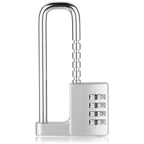 KZQ Candado con contraseña para gabinete, combinación de 4 dígitos, ajustable, con grillete largo, de acero inoxidable, para taquilla de gimnasio, para cercas de gimnasio al aire libre, plateado (1/3)