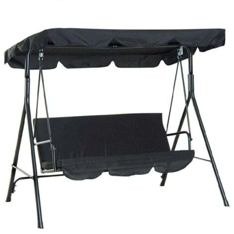 Toldo de repuesto KZQ BLACK para columpio de jardín de 3 plazas, funda universal para columpio de jardín exterior, impermeable y con protección UV.