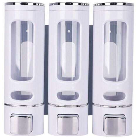 dispensadores de jabón de pared de 400 ml, dispensadores de champú y gel de ducha, dispensadores de jabón de ducha dobles, dispensadores manuales de jabón líquido de pared y dispensadores de desinfect (1/4)