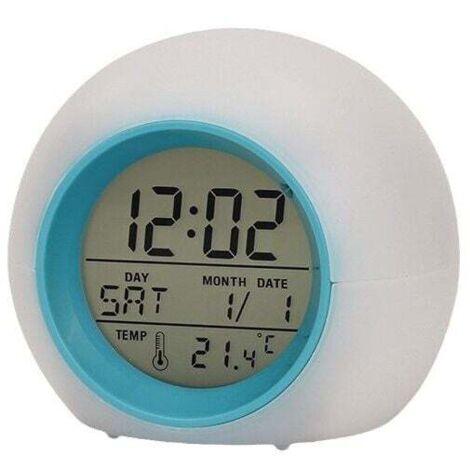 KZQ - Reloj despertador infantil con cambio de color, luz de despertador multifuncional, pantalla digital, termómetro, temporizador con función de repetición, ideal para decorar mesas y escritorios de (1/3)