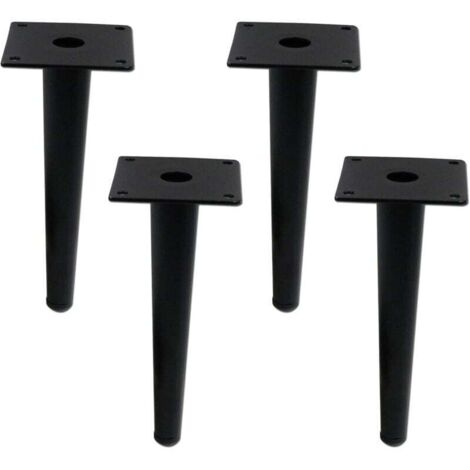 KZQ Patas redondas y cónicas resistentes para muebles, armarios, sillas y mesas. Patas de metal con tornillos de montaje, altura 20 cm, color negro. (1/4)