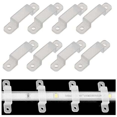 Clips de montaje en pared KZQ para tiras LED, tubos y luces de cadena, 8 mm, 50 unidades