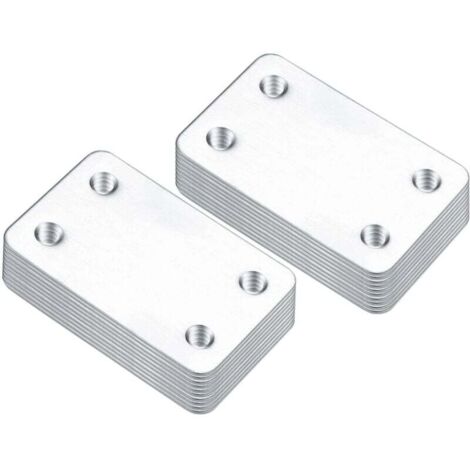 KZQ 20 placas de unión perforadas planas, placas de fijación rectas y planas, conectores de esquina de acero, para restauración y reparación de muebles de madera. (1/4)