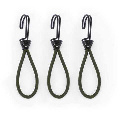KZQ 10 cuerdas elásticas con ganchos, 15 cm, para lonas, tensores de fijación para lonas, tiendas de campaña, pósteres, redes y camping (verde)