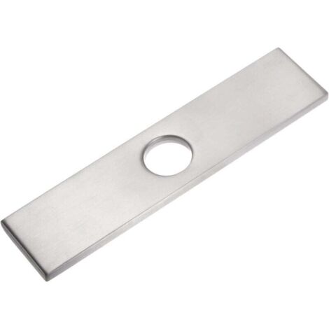 KZQ Tapa para fregadero de 10 pulgadas, placa de cubierta para lavabo de baño de 3 a 1 orificios, placa de escudo rectangular para grifo, acero inoxidable (plata cepillada)