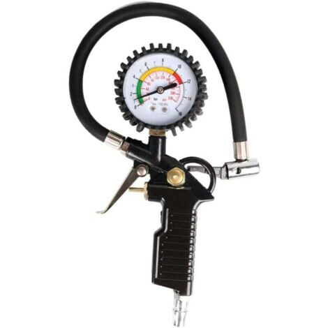 KZQ Manómetro mecánico para neumáticos de automóvil (máximo 220 PSI) con tubo de goma. (1/4)