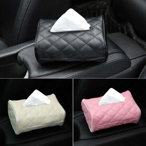 KZQ - Portapañuelos de piel sintética para reposacabezas de coche, caja de pañuelos colgante universal para coches (paquete de 3) (1/4)