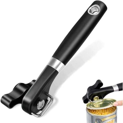 KZQ Abrelatas manual de seguridad, abrelatas manual con abrebotellas, abrelatas sin bordes afilados, cortes planos, apto para alimentos enlatados. (1/4)