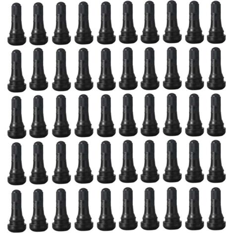 Paquete de 50 tapones para válvulas de neumáticos, tapones para válvulas sin cámara TR413, válvulas sin cámara para neumáticos de coche, válvulas de goma TR413 a presión, color negro