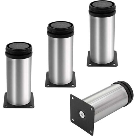 Patas de mueble KZQ 4, patas de sofá, patas de mesa de metal, patas de mueble regulables de acero inoxidable cepillado, patas de mesa regulables en altura, altura total 100 mm (1/4)