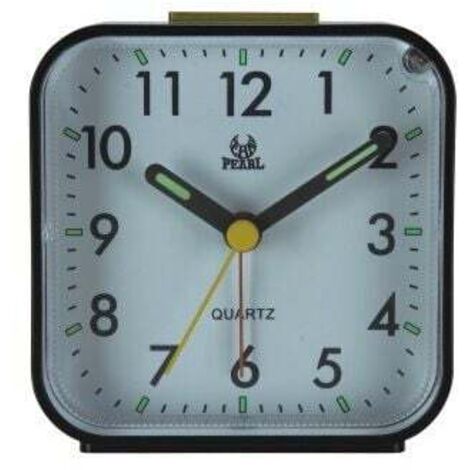 Reloj despertador de cuarzo KZQ, reloj de noche, despertador sin tictac, despertador de viaje con función de repetición, luz nocturna, despertador portátil, tamaño compacto, funciona con pilas, para d (1/4)