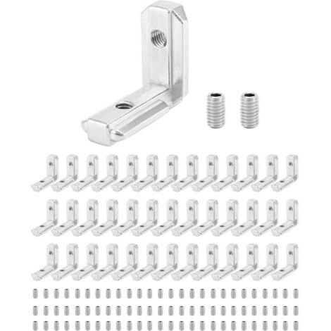 KZQ 40 piezas de soporte de esquina con ranura en T, con 80 tornillos, para perfil de aluminio 3030, ranura de 8 mm, m6